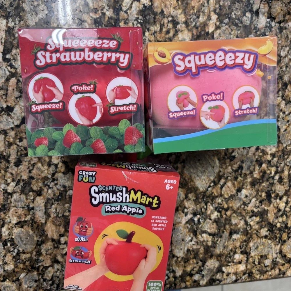 Smush Mart Scented Apple & Squeeezy Strawberry & Squeeezy Peach Lot Of 3 New